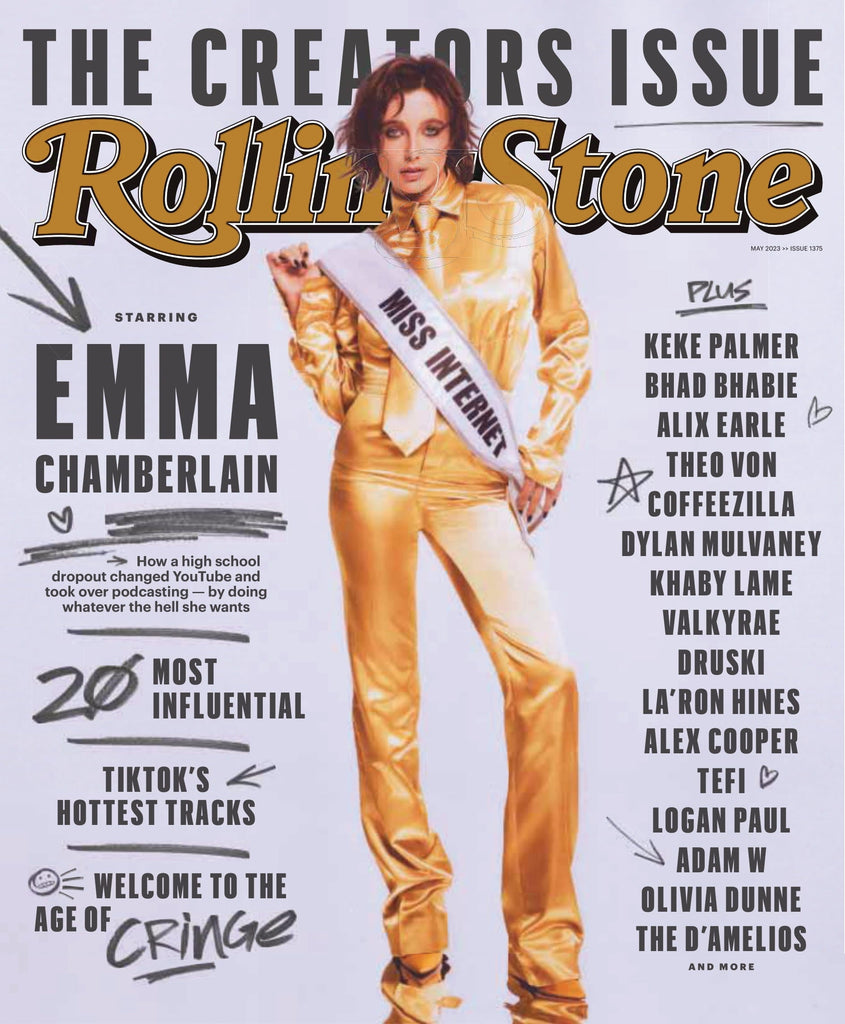 Rolling Stone - May 2023: The Creators Issue Starring Emma Chamberlain, How A Highschool Dropout Changed Youtube & Podcasting, 20 Most Influential Creators, Alix Earle, Theo Von, Alex Cooper & More!