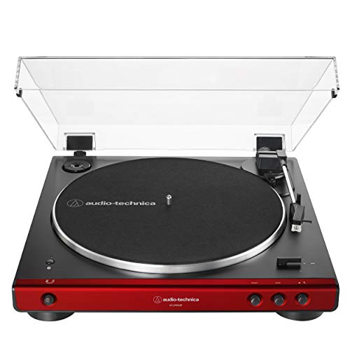 Audio-Technica - AT-LP60XBT-RD Fully Automatic Belt-Drive Stereo Turntable, Red/Black ((Turntables))