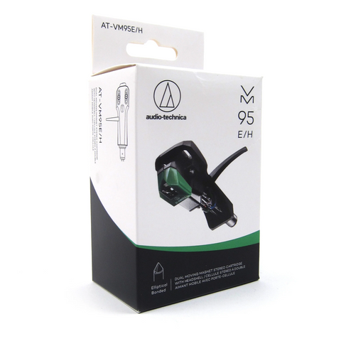 Audio-Technica - Audio Technica AT-VM95E/H Headshell/Dual Moving Magnet Cartridge Combo Kit (Black/Green) ((Headshell))