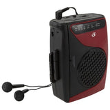 Jensen - GPX CAS337 Portable Cassette Player with AM/FM Radio/Voice Record (Red, Black, Cassette Player) ((Cassette Player))