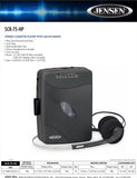 Jensen - Jensen SCR-75-HP Classic Personal Cassette Player with AM FM Radio (Black) (())