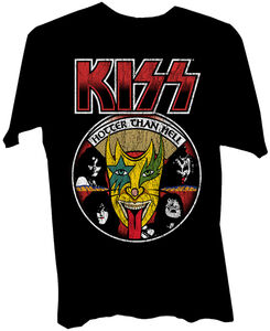 Kiss - KISS Hotter Than Hell 1974 LP Back Cover Art Logo Black Unisex ShortSleeve T-shirt Medium (Large Item, Medium Shirt, Black) ((Merchandise))