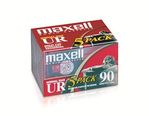 Maxell - Maxell 108562 UR-90 5PK Normal Bias Audio Cassettes 90 Minute With Cases 5 Pack (())