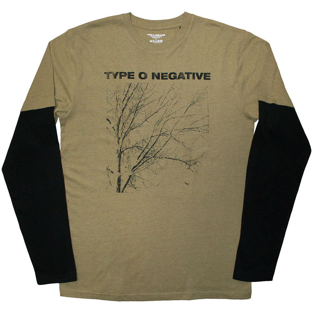 Type O Negative - Layered Long Sleeve T-Shirt: Tree – Black & Green (Back Print) ((Apparel))