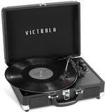 Victrola - Victrola VSC-500BTC-BLK Vinyl Suitcase Record Player with Cassette (Black) (Large Item, Black, Built-In Speakers) ((Record Player))