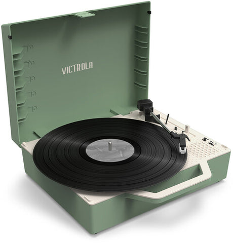 Victrola - Victrola VSC-725SB-BAS Re-Spin Sustainable Suitcase Record Player - Basil Green (Large Item, Bluetooth, Basil Green, Built-In Speakers) ((Record Player))