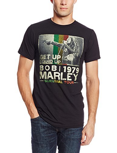 Bob Marley - Zion Rootswear Men'S Bob Marley Get Up T-Shirt, Black, Large ((Apparel))