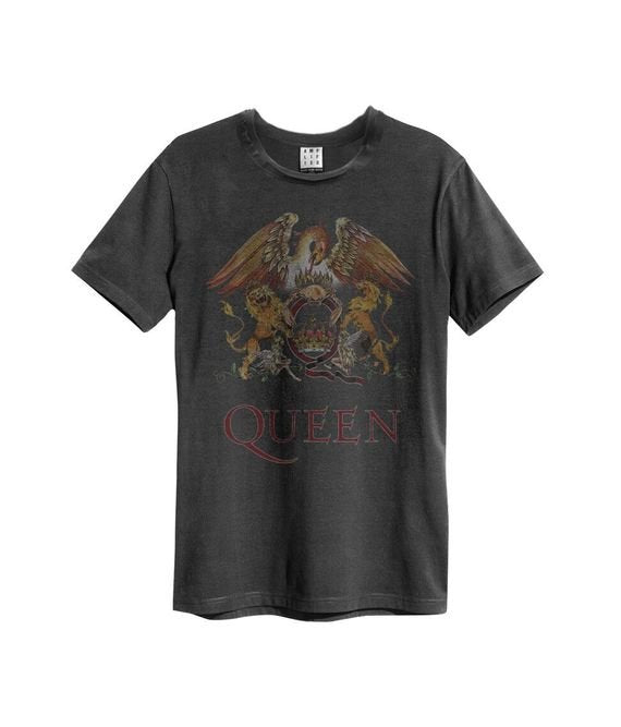 Queen - Colour Crest Vintage T-Shirt (Charcoal) ((Apparel))