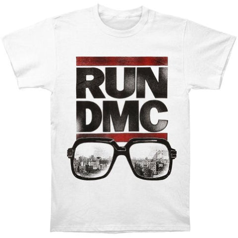 Run Dmc - Men'S Run Dmc Glasses Cityscape T-Shirt, White, Medium ((Apparel))